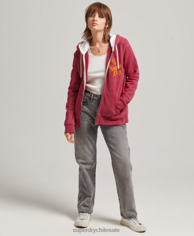 mujer Superdry rojo orgullo y artesanía sudadera con cremallera 2R68Z6005