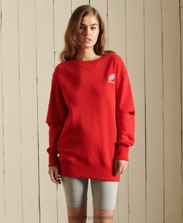 mujer Superdry rojo sudadera básica extragrande con cuello redondo 2R68Z5961
