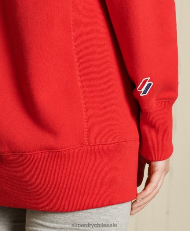 mujer Superdry rojo sudadera básica extragrande con cuello redondo 2R68Z5961
