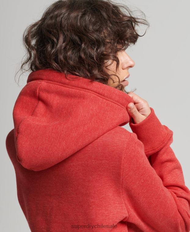 mujer Superdry rojo sudadera con capucha de algodón orgánico con logo vintage bordado 2R68Z6679