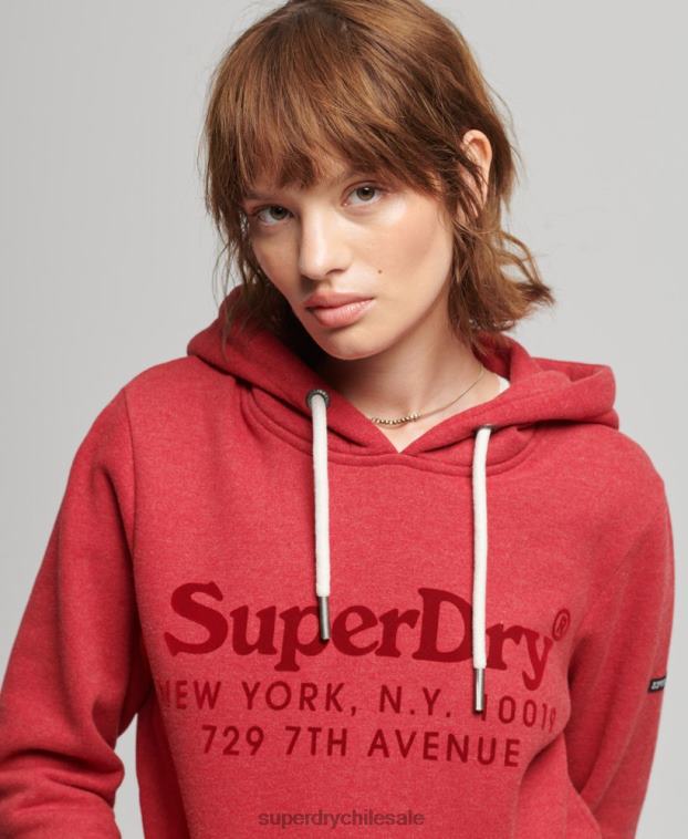 mujer Superdry rojo sudadera con capucha de interés del lugar 2R68Z6126