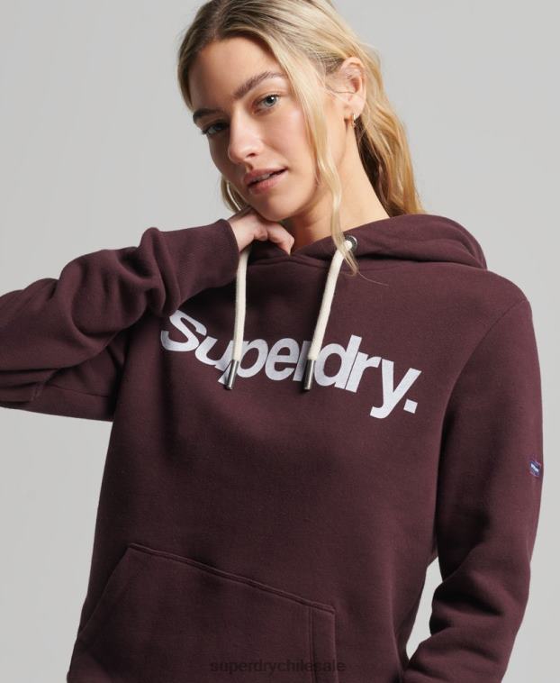 mujer Superdry rojo sudadera con capucha y logo 2R68Z3474