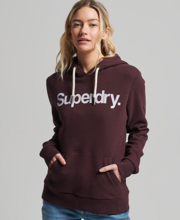 mujer Superdry rojo sudadera con capucha y logo 2R68Z3474