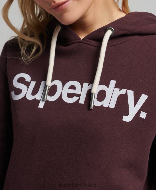 mujer Superdry rojo sudadera con capucha y logo 2R68Z3474