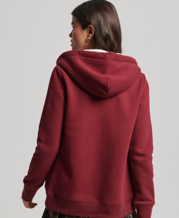 mujer Superdry rojo sudadera con capucha y logo bordado 2R68Z6023