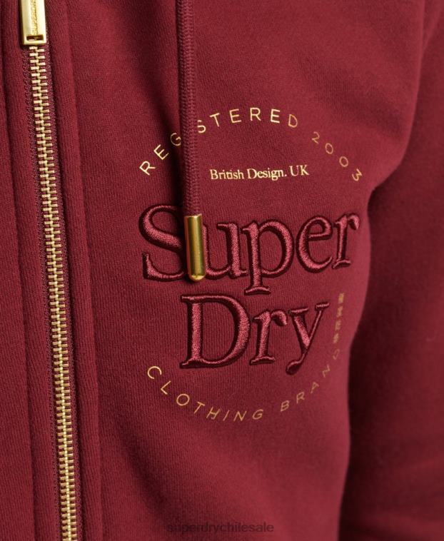 mujer Superdry rojo sudadera con capucha y logo bordado 2R68Z6023