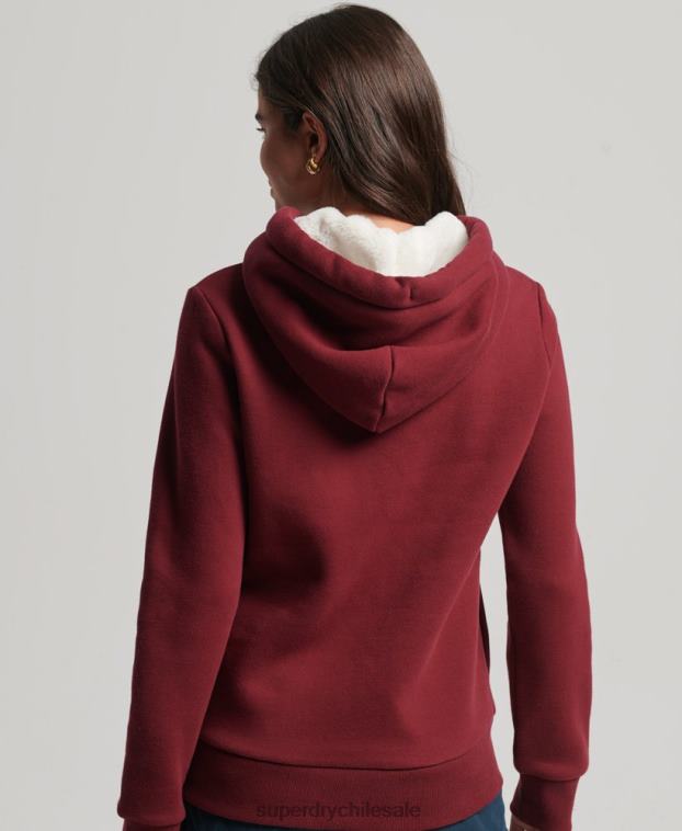 mujer Superdry rojo sudadera con capucha y logo bordado 2R68Z6025