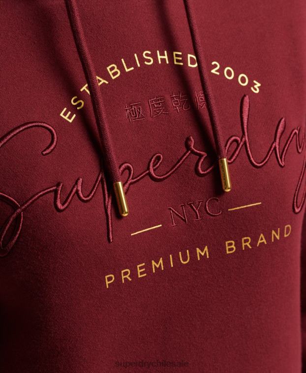 mujer Superdry rojo sudadera con capucha y logo bordado 2R68Z6025