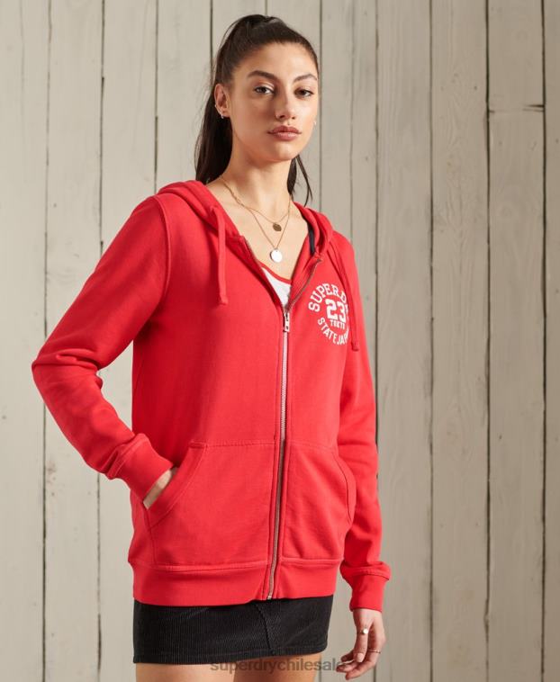 mujer Superdry rojo sudadera con cremallera superstate 2R68Z3506