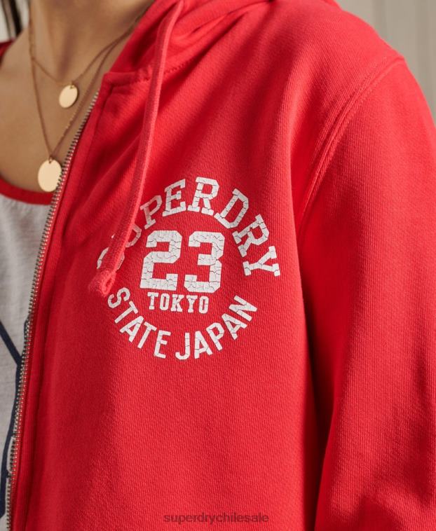 mujer Superdry rojo sudadera con cremallera superstate 2R68Z3506