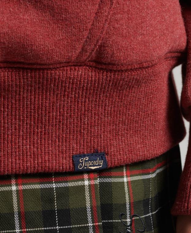 mujer Superdry rojo sudadera con cremallera y forro de borreguito esencial 2R68Z5779