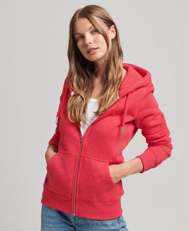 mujer Superdry rojo sudadera con cremallera y logo Essential de algodón orgánico 2R68Z5938