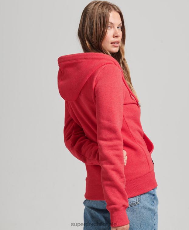 mujer Superdry rojo sudadera con cremallera y logo Essential de algodón orgánico 2R68Z5938