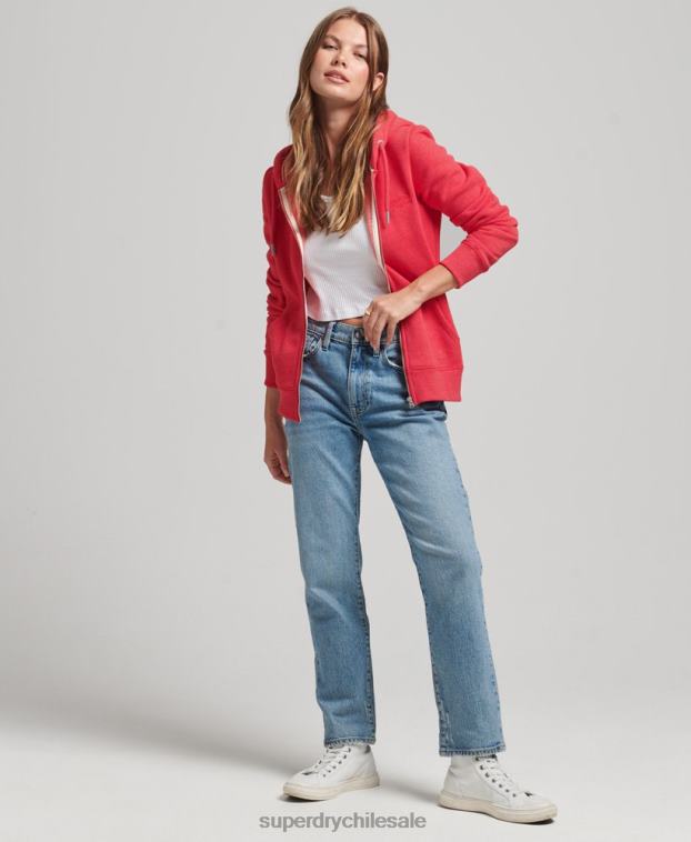 mujer Superdry rojo sudadera con cremallera y logo Essential de algodón orgánico 2R68Z5938