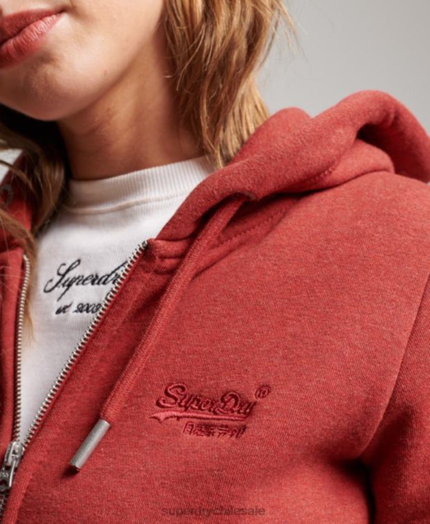 mujer Superdry rojo sudadera con cremallera y logo bordado 2R68Z3315