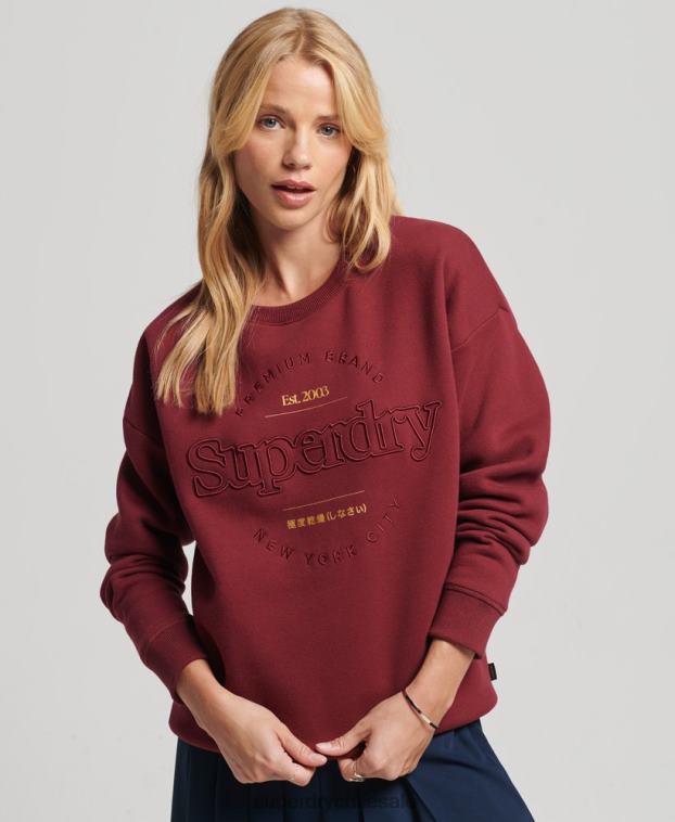 mujer Superdry rojo sudadera con cuello redondo 2R68Z6021