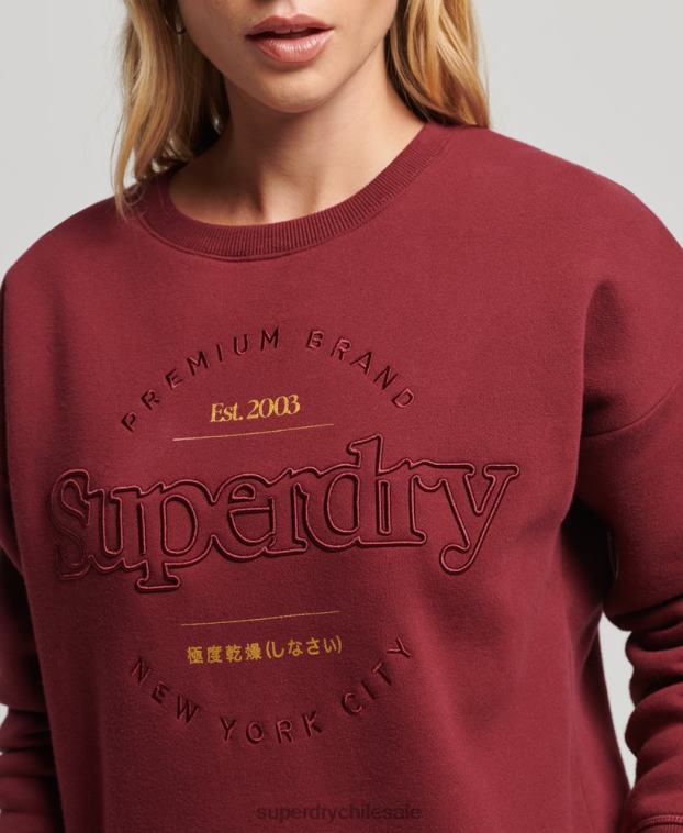 mujer Superdry rojo sudadera con cuello redondo 2R68Z6021