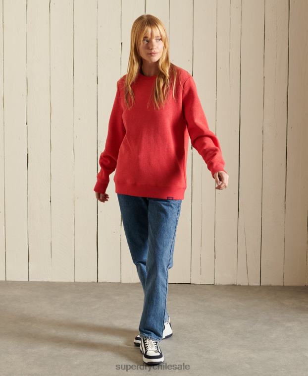 mujer Superdry rojo sudadera con cuello redondo y logo vintage 2R68Z6086