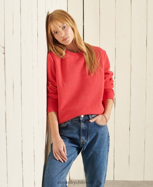 mujer Superdry rojo sudadera con cuello redondo y logo vintage 2R68Z6086