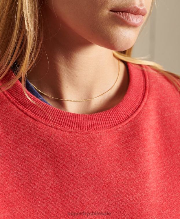mujer Superdry rojo sudadera con cuello redondo y logo vintage 2R68Z6086