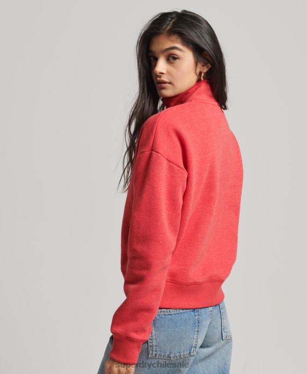 mujer Superdry rojo sudadera con cuello tunecino y logo vintage de algodón orgánico 2R68Z5795
