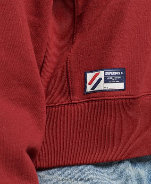 mujer Superdry rojo sudadera con media cremallera y logo esencial 2R68Z6051