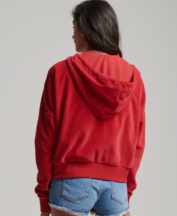 mujer Superdry rojo sudadera corta con cremallera vintage 2R68Z6010