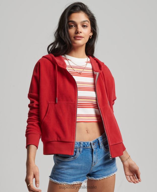 mujer Superdry rojo sudadera corta con cremallera vintage 2R68Z6010