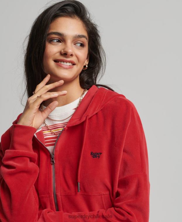 mujer Superdry rojo sudadera corta con cremallera vintage 2R68Z6010