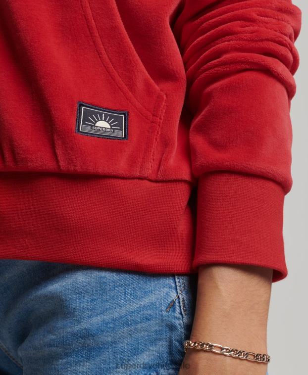 mujer Superdry rojo sudadera corta con cremallera vintage 2R68Z6010