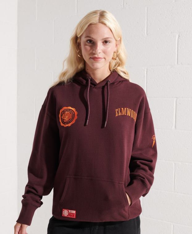mujer Superdry rojo sudadera corta con gráfico universitario 2R68Z5824