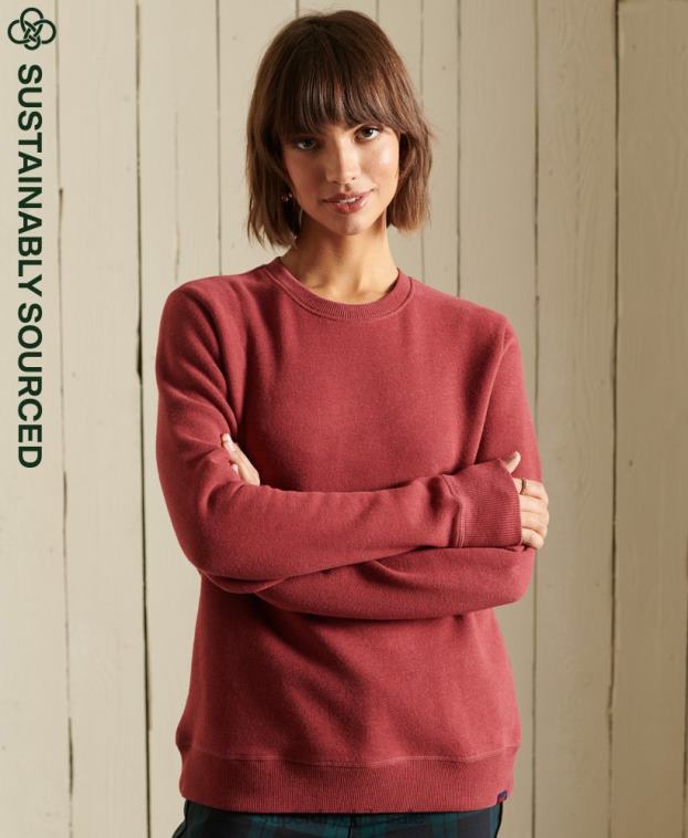 mujer Superdry rojo sudadera de algodón orgánico con logo vintage 2R68Z3476