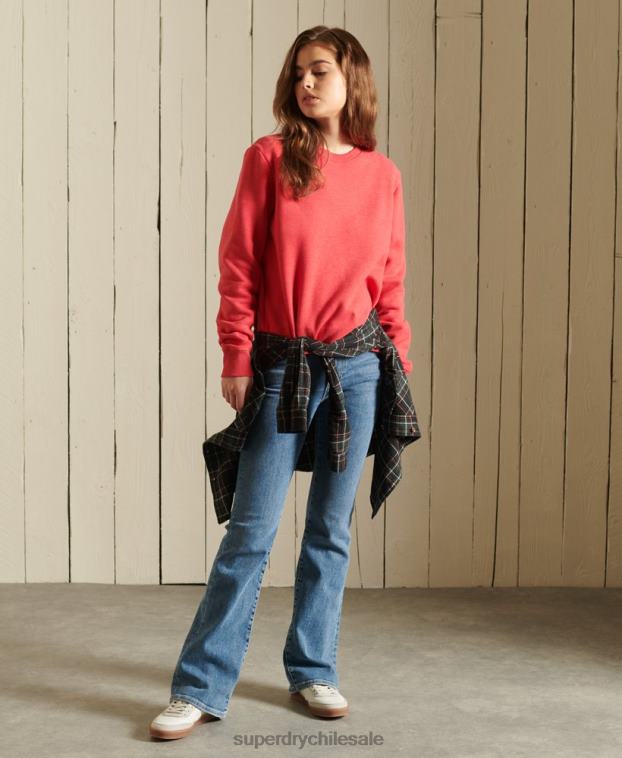 mujer Superdry rojo sudadera de algodón orgánico con logo vintage 2R68Z5940