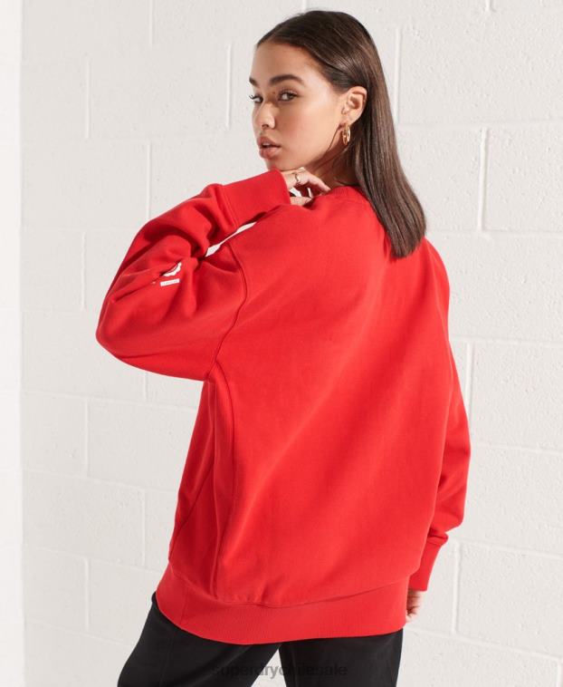 mujer Superdry rojo sudadera extragrande con gráfico universitario 2R68Z5838