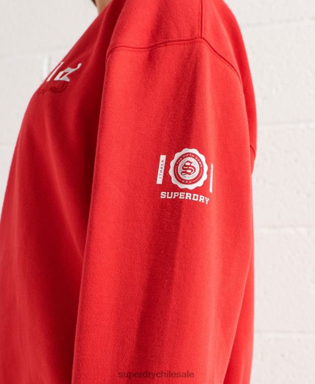 mujer Superdry rojo sudadera extragrande con gráfico universitario 2R68Z5838