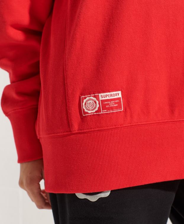 mujer Superdry rojo sudadera extragrande con gráfico universitario 2R68Z5838