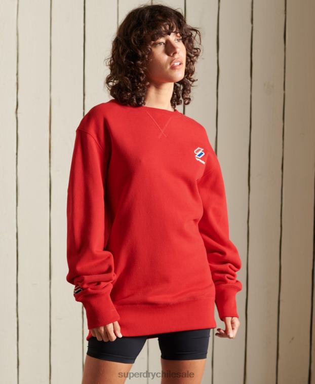 mujer Superdry rojo sudadera holgada con cuello redondo Code Essential 2R68Z6176