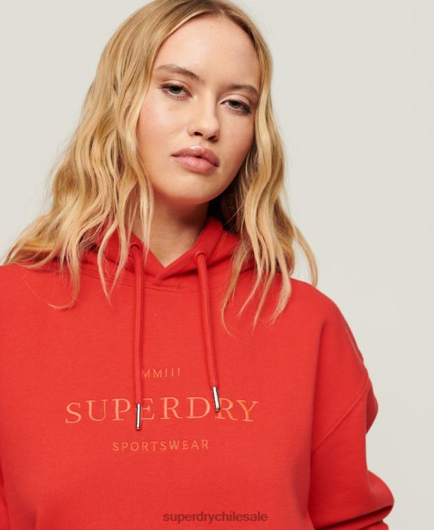 mujer Superdry rojo sudadera oversize con código heráldico 2R68Z2018