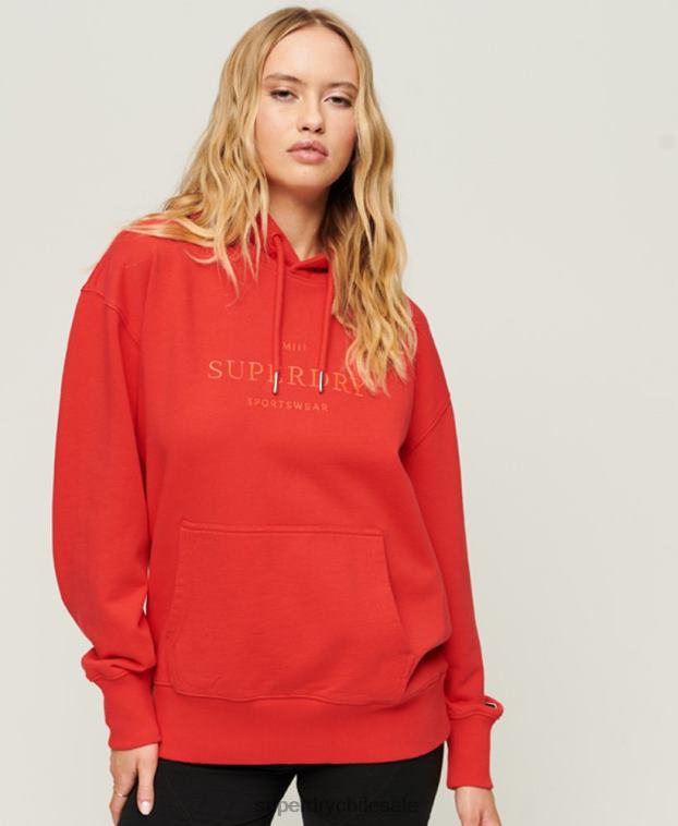 mujer Superdry rojo sudadera oversize con código heráldico 2R68Z2018
