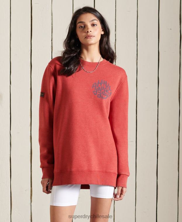 mujer Superdry rojo sudadera oversize con cuello redondo 2R68Z6049