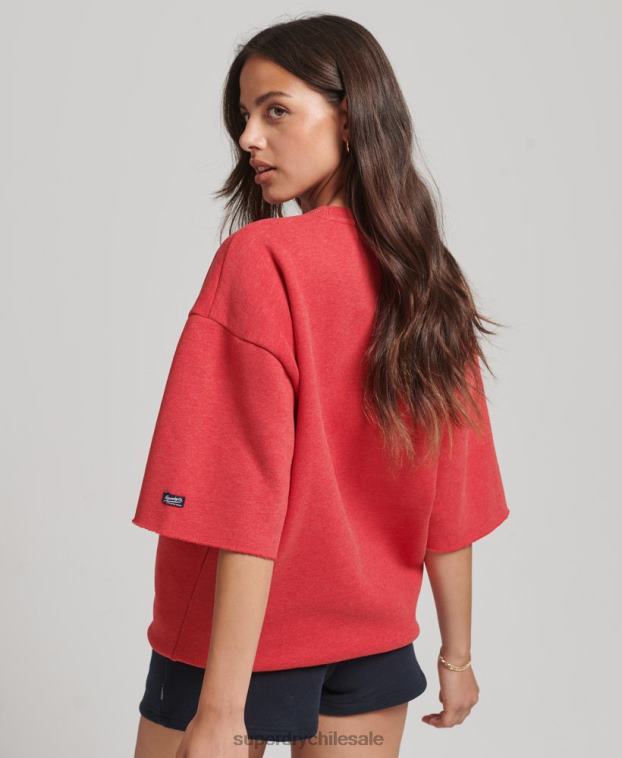 mujer Superdry rojo sudadera universitaria de manga corta 2R68Z6053