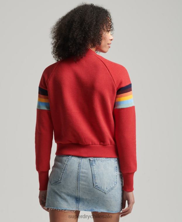 mujer Superdry rojo sudadera vintage con cuello redondo y rayas cali 2R68Z3468