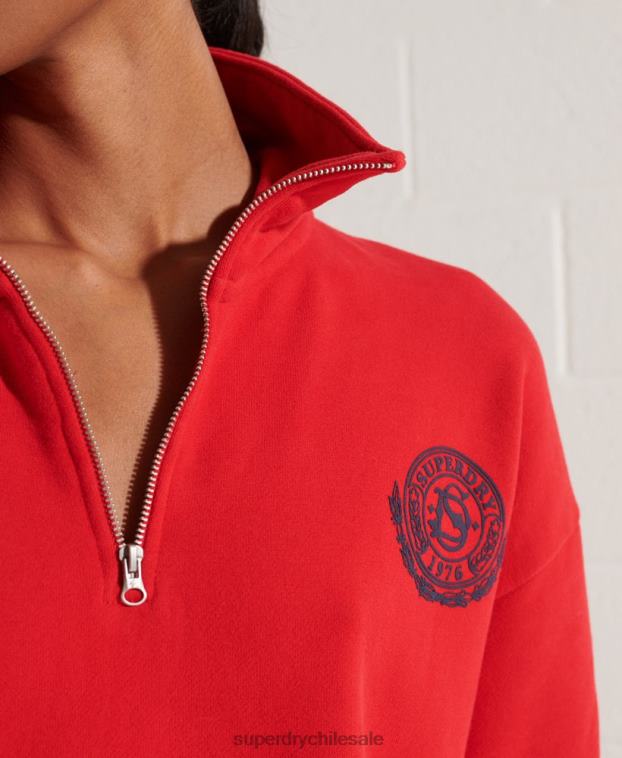 mujer Superdry rojo top de chándal extragrande con media cremallera de city college 2R68Z5959