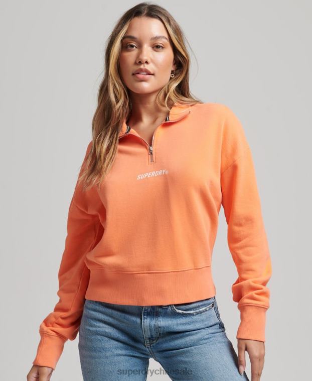 mujer Superdry rosa camiseta core sport con media cremallera 2R68Z6101