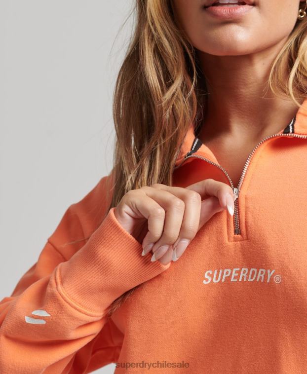 mujer Superdry rosa camiseta core sport con media cremallera 2R68Z6101
