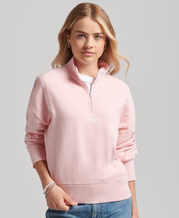 mujer Superdry rosa camiseta core sport con media cremallera 2R68Z6132