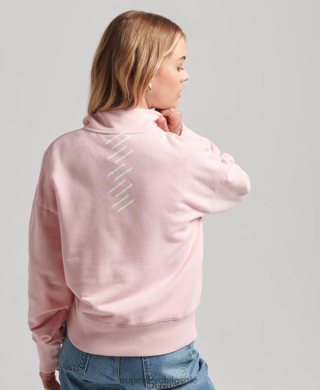 mujer Superdry rosa camiseta core sport con media cremallera 2R68Z6132