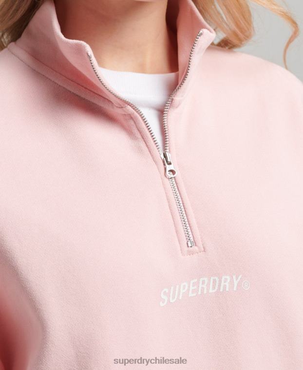 mujer Superdry rosa camiseta core sport con media cremallera 2R68Z6132
