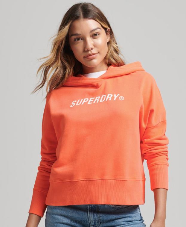 mujer Superdry rosa sudadera con capucha Code Core Sport Crop Box 2R68Z5937