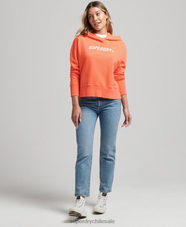 mujer Superdry rosa sudadera con capucha Code Core Sport Crop Box 2R68Z5937